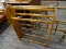 (R4) QUILT RACK; WOODEN QUILT RACK WITH SOLID WOOD PLANK SIDES. MEASURES 30 IN X 9 IN X 3 FT.