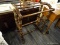 (R4) QUILT RACK; WOODEN QUILT RACK WITH TURNED POLE LEGS AND BRACKET FEET. 2 OF THE LEGS HAVE BEEN