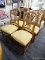 (R4.5) SET OF WHEAT BACK SIDE CHAIRS; 4 PIECE SET OF WOODEN, WORN FINISH STYLE, WHEAT BACK SIDE