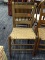 (R4.5) LADDER BACK SIDE CHAIR; SLAT BACK, MULE EAR SIDE CHAIR WITH A RATTAN SEAT. MEASURES 17.5 IN X
