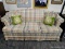 (R5) CAMELBACK SOFA; ROLLED ARM, CAMELBACK SOFA WITH A PLAID STYLE UPHOLSTERY. COMES WITH 2 MATCHING