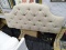 (R5) FULL SIZE HEADBOARD; BUTTON TUFTED, BEIGE UPHOLSTERED FULL SIZE HEADBOARD. MEASURES 50 IN TALL.