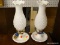 (R1) PAIR OF MILK GLASS TABLE LAMPS; TWO HOBNAIL PATTERN MILK GLASS TABLE LAMPS WITH SAUCER BASES