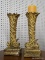 (R1) COMPOSITE CANDLE HOLDERS; SET OF 2 COMPOSITE, LEAF AND SCROLL DETAILED CANDLE HOLDERS. MEASURES
