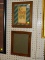 (RWALL) PAIR OF WOODEN FRAMES; 2 PIECE LOT TO INCLUDE A REEDED WOODEN FRAME AND A CARVED RELIEF