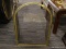 (R2) ARCHED FIREPLACE SCREEN; TRI-FOLDING FIREPLACE SCREEN WITH A SCROLL DETAILED BRASS FRAME AND