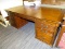 (R2) DOUBLE PEDESTAL KNEE HOLE DESK; WOODEN, KNEE HOLE DESK WITH A CENTER DRAWER ABOVE THE KNEE HOLE