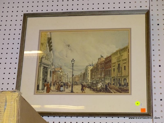 (RWALL) ; PRINT OF 18TH CENTURY STREET SCENE; DETAILED PRINT DEPICTING PEDESTRIANS ALONG A STREET IN