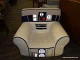 (R3) STAR WARS R2D2 CHILD'S CUSHION CHAIR; CHILD'S ARMCHAIR WITH BLUE, GREY, AND WHITE R2D2 TWEED