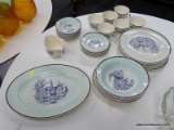 (R3) SET OF AMERICAN LIMOGES CANDLE LIGHT DISHWARE; CERAMIC 38 PIECE SET OF 8 DINNER PLATES, 6