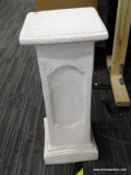 (R5) PEDESTAL STAND; WHITE PAINTED WITH BLACK SPLATTER PAINT DETAILING. MEASURES 11 IN X 11 IN X