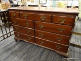 (R4) THE GEORGIAN GALLERIES DRESSER; SOLID MAHOGANY DRESSER WITH 3 TOP DRAWERS SITTING OVER 3 ROWS