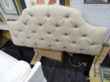 (R5) FULL SIZE HEADBOARD; BUTTON TUFTED, BEIGE UPHOLSTERED FULL SIZE HEADBOARD. MEASURES 50 IN TALL.