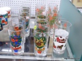 (R5) LOT OF CHRISTMAS WATER GLASSES; 18 PIECE LOT INCLUDES A 10 PIECE SET OF 12 DAYS OF CHRISTMAS