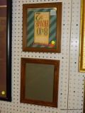 (RWALL) PAIR OF WOODEN FRAMES; 2 PIECE LOT TO INCLUDE A REEDED WOODEN FRAME AND A CARVED RELIEF