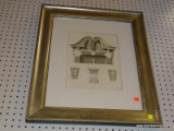 (RWALL) FRAMED ARCHITECTURAL PRINTS; ARCHITECTURAL PLANS FOR A GREEK STYLE DOORWAY. MATTED IN WHITE