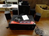 (R2) SONY SPEAKER SYSTEM WITH MULTI CHANNEL AV RECEIVER; 8 PIECE LOT TO INCLUDE A SONY 80 WATT