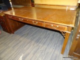 (R2) BERNHARDT LIBRARY TABLE/DESK; 3 DRAWER, WOODEN LIBRARY TABLE/LARGE WRITING DESK WITH LIGHTER