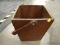 (R2) WOODEN WELL BUCKET; VINTAGE WELL BUCKET. BOTTOM NEEDS REPAIR. MEASURES 10 IN X 10 IN X 11.5 IN.