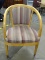 (R3) CAPTAIN'S CHAIR; SIDE CHAIR WITH A MULTI TONED PURPLE AND GRAY STRIPED UPHOLSTERED SEAT AND