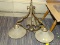 (WINDOW) 3-LIGHT CHANDELIER; WROUGHT IRON CHANDELIER WITH 3 LIGHTS AND SCROLLING ACCENTS. COMES WITH