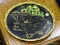 (R4) SOUTH CAROLINA DECORATIVE PLATE; METAL PLATE WITH A MAP OF SOUTH CAROLINA AND PICTURES OF THE