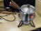 (R4) FONDUE SET; COMES WITH OIL HEATER BOTTOM AND 6 FONDUE FORKS.