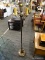 (R4) FLOOR LAMP; REEDED FLOOR LAMP WITH A BRONZE FINISH AND FAUX CANDLE STICK LIGHT FIXTURES.