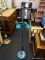 (WINDOW) FLOOR LAMP; TEAL, METAL FLOOR LAMP WITH 2 HEIGHT AND ANGLE ADJUSTABLE FIXTURES. MEASURES 56