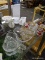(R5) LOT OF GLASSWARE AND CERAMIC; 13 PIECE LOT TO INCLUDE TWO CLEAR GLASS HEART SHAPED CANDY