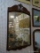 (BWALL) WALL HANGING MIRROR; HANGING WOODEN MIRROR WITH SCROLL AND LEAF DETAILING ON TOP, AND SHELL