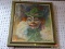 (BWALL) OIL PAINTING OF CLOWN; MICHELE OIL PAINTING OF CLOWN WEARING GREEN HAT. SITTING IN WOOD