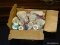 (BWALL) DRAWER LINER ROLLS; BOX OF CONTACT PAPER ROLLS. SOME ROLLS HAVE FLORAL PATTERNS, OTHER HAVE