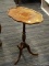 (R1) BRANDT PEDESTAL SIDE TABLE; GENUINE MAHOGANY SIDE TABLE ON THREE CABRIOLE SPLAY FEET WITH