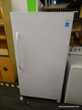 (AISLE) FRIGIDAIRE 16.6 CU. FT. UPRIGHT FREEZER. WHITE IN COLOR. MEASURES 34 IN X 28 IN X 67 IN.