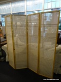 (R2) FOLDING SCREEN; 4 PANEL FOLDING SCREEN WITH A WOODEN FRAME AND A WOVEN ROPE SCREEN WITH