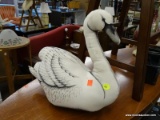 (R3) SWAN PLUSH; 16 IN, WILD SWAN PLUSH TOY. HAS MINOR STAINS ON IT. HAS WILD SWAN SEWN INTO THE