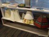 (WINDOW) LOT OF ASSORTED LAMP SHADES; 7 PIECE LOT OF ASSORTED LAMP SHADES TO INCLUDE 2 FLORAL CREAM