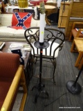 (R4.5) FLOOR LAMP; CANDLESTICK STYLE FLOOR LAMP WITH 4 SPIDER LEGS. MEASURES 4 FT TALL. DOES NOT