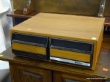 (BWALL) VIDEOSTAR VHS ORGANIZER; TWO DRAWER VIDEO ORGANIZER WITH WOOD GRAIN PATTERN. HOLDS 24 VHS