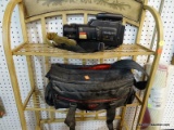 (WALL) SONY VIDEO CAMERA WITH BAG; SONY HANDHELD VIDEO CAMERA RECORDER WITH COASTAR CAMERA BAG.