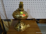 (WALL) OIL LAMP CONVERTED TO ELECTRIC; BRASS OIL LAMP CONVERTED TO ELECTRIC WITH PIERCED BASE. NEEDS