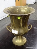 (R5) CHAMPAGNE BUCKET; BRASS CHAMPAGNE BUCKET WITH SHELL TEXTURE AND HANDLES SITTING ON BELL SHAPED