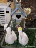 (R5) THE KATHY HATCH COLLECTION BIRD FEEDER AND BIRD FIGURINES; SMALL HANGING BIRD FEEDER WITH