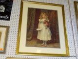 (BWALL) FULL BODY PORTRAIT PRINT; DEPICTS A PORTRAIT OF A YOUNG GIRL IN A WHITE DRESS HOLDING A