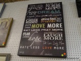 (BWALL) WORD ART ON CANVAS AND FRIENDS PICTURE FRAME; 2 PIECE LOT TO INCLUDE A MOTIVATION MARLA RAE