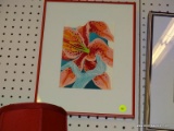 (BWALL) LILY PRINT; SHOWS A PEACH COLORED LILY WITH AN ABSTRACT GREEN SHAPE AT THE BOTTOM. DOUBLE