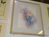 (BWALL) FLORAL WATERCOLOR; HAS AN ARRANGEMENT OF FLOWERS WITH PASTEL COLORS. MATTED IN OFF WHITE AND