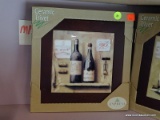 (BWALL) CYPRESS HOME CERAMIC TRIVET; FRAMED FINE ART TILE TRIVET OF SHELF WITH WINE SET IN WOODEN