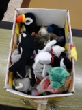 (R1) BOX OF ASSORTED TY BEANIE BABIES AND OTHER PLUSH DOLLS; 22 PIECE LOT OF CHILD'S TY BEANIE